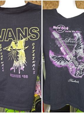 #60 Vans & Hard Rock Cafe Black Graphic Long Sleeve Tees
